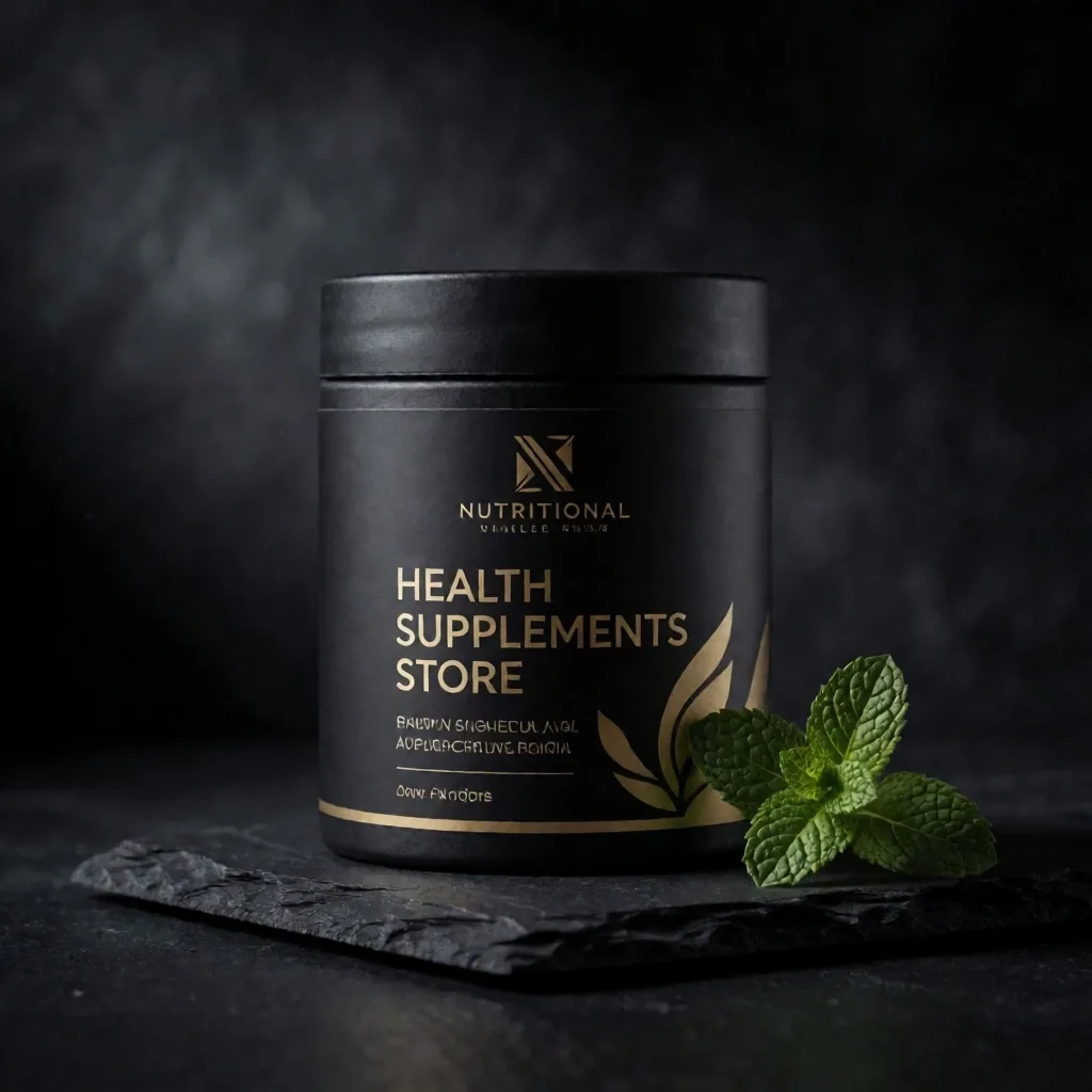 Daily multivitamin canister on dark surface