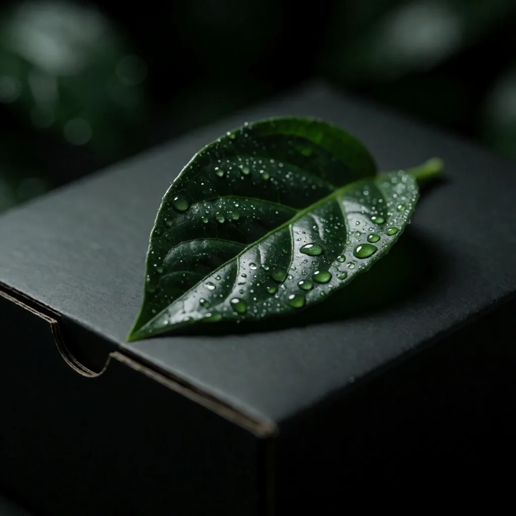 Dark emerald leaves in low light