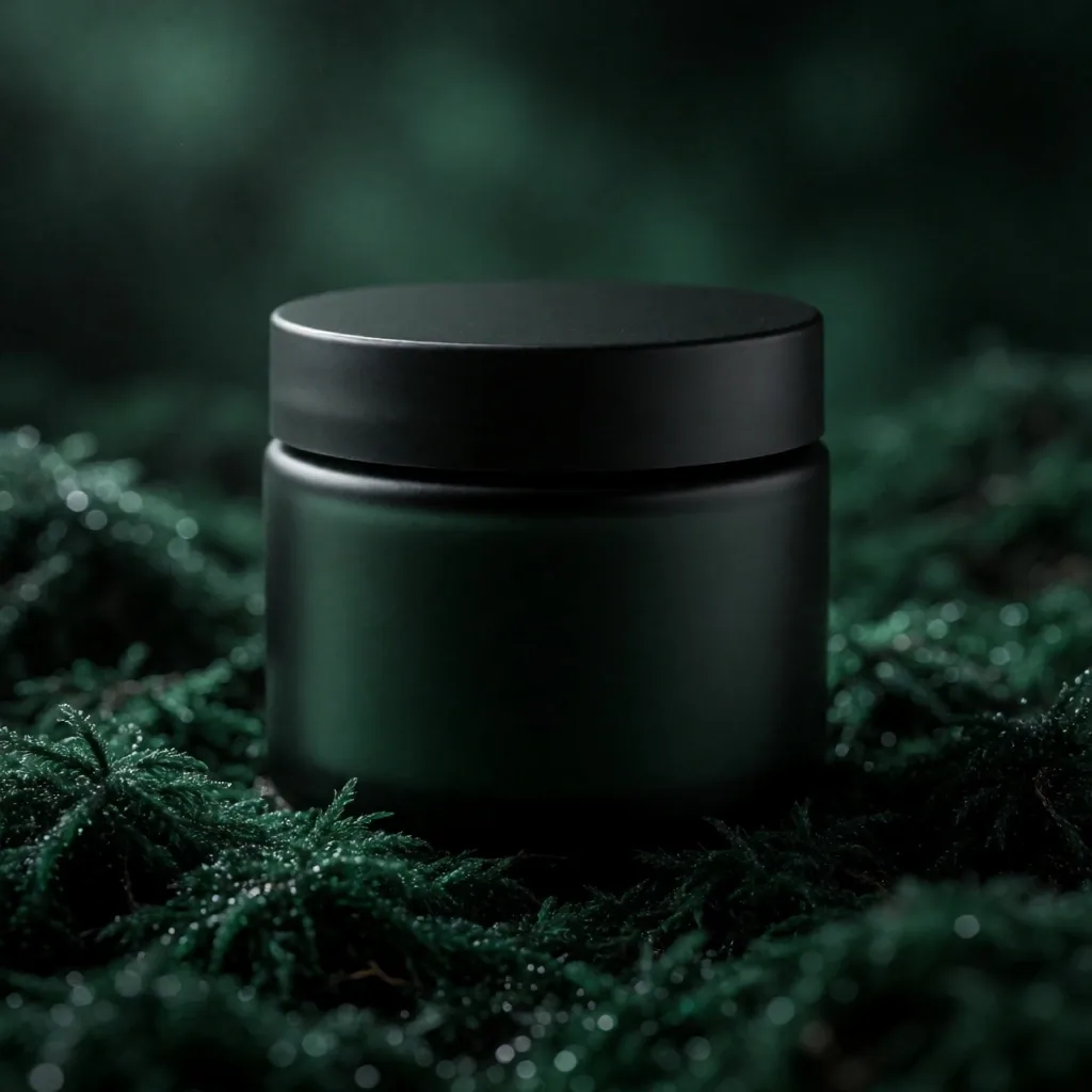Dark emerald leaves with water droplets in cinematic light