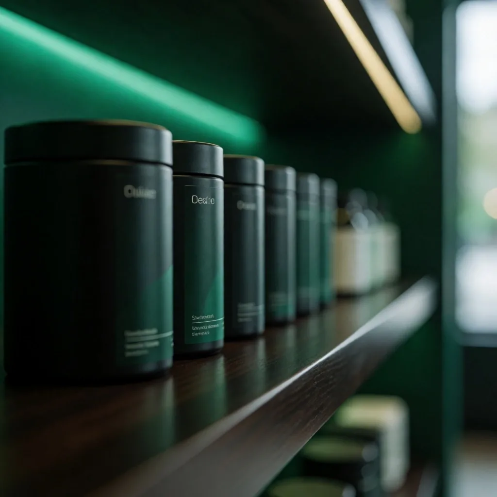 NutriPeak supplement canisters on retail shelving